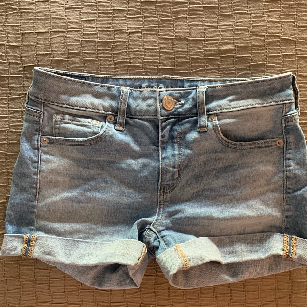 American Eagle light blue jean shorts